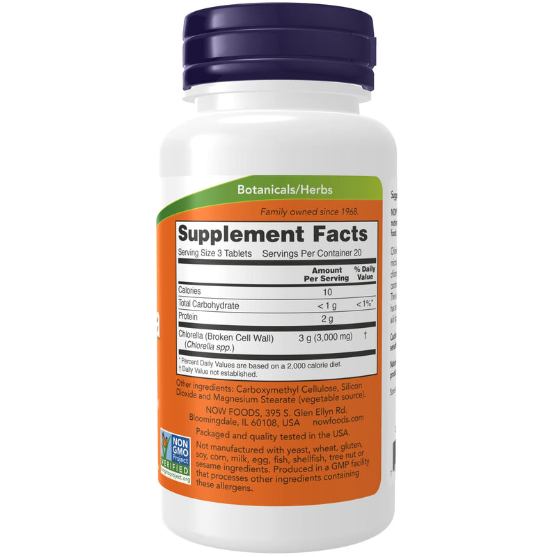 [Australia] - NOW Supplements, Chlorella 1000 mg with naturally occurring Chlorophyll, Beta-Carotene, mixed Carotenoids, Vitamin C, Iron and Protein, 60 Tablets 