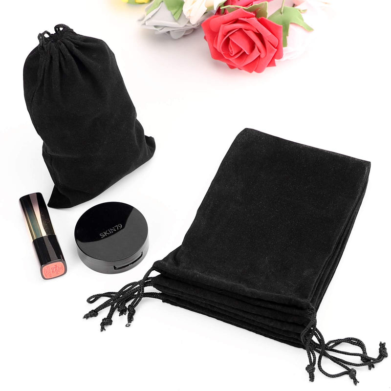 [Australia] - RUTICH Pack of 25 Large 6.75" X4.75" Pouch Bags - Elegant Velvet Drawstring Bags Jewelry Pouches for Jewelry, Gifts, Event Supplies (Black) Black 