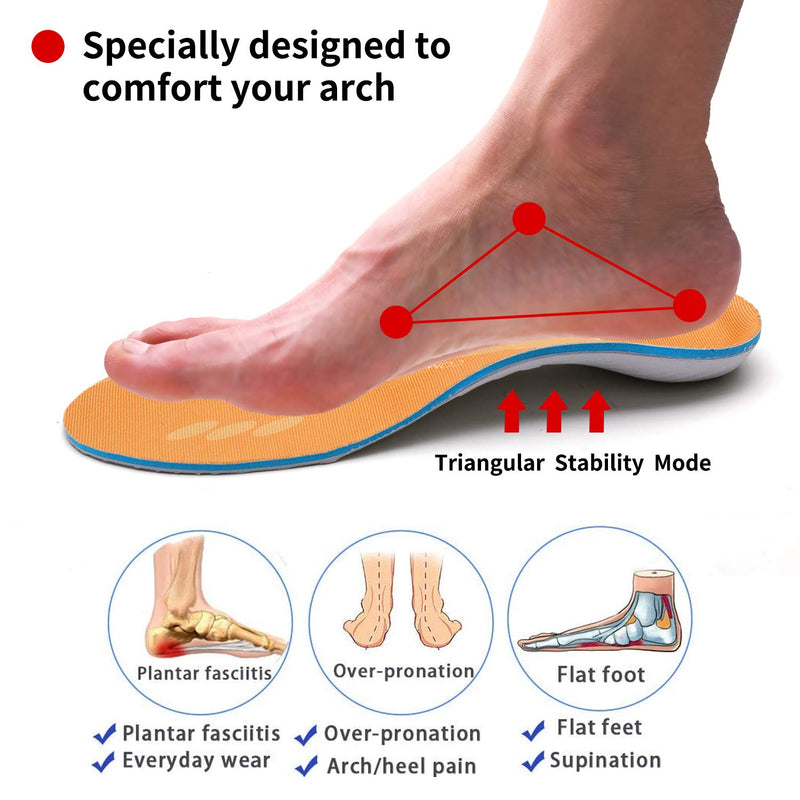 [Australia] - ORHILYA Plantar Fasciitis Pain Relief Men Orthotics Insole Arch Support Work Shoes Boot Insert Flat Feet Women Heel Spur Sole Orthopedic Pad for Pronation Absorbant Shock Athletic Cushion MEN (10-10 1/2) | WOMEN (12-12 1/2) --290MM-11.42" Yellow 