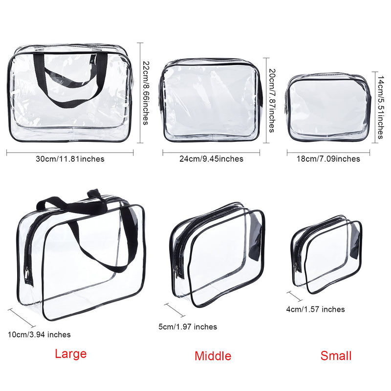 [Australia] - Hotop 4 Pieces Clear Make-up Bags Travel Toiletry Bag Organizers for Traveling, Business Trip and School, Water-proof (Black) Black 