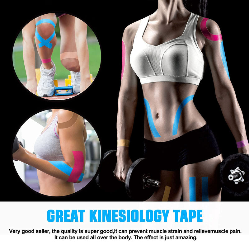 [Australia] - Kinesiology Tape Precut(4 Pack) Kinetic Tape Rolls Athletic Tape Elastic Therapeutic Sport Tape for Knees, Ankles, Shoulder, Elbow, Pain Relief and Injury Recovery 2 Inch x 16.4 ft (4 Pack) Navy Blue 