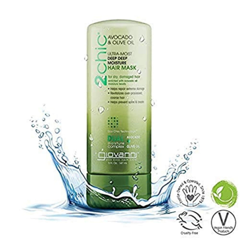 [Australia] - GIOVANNI 2chic Ultra Moist Deep Deep Moisture Hair Mask, 5 oz. Avocado & Olive Oil, Enriched with Aloe Vera, Shea Butter, Botanical Extracts & Oils, No Parabens, Color Safe (Pack of 1) 