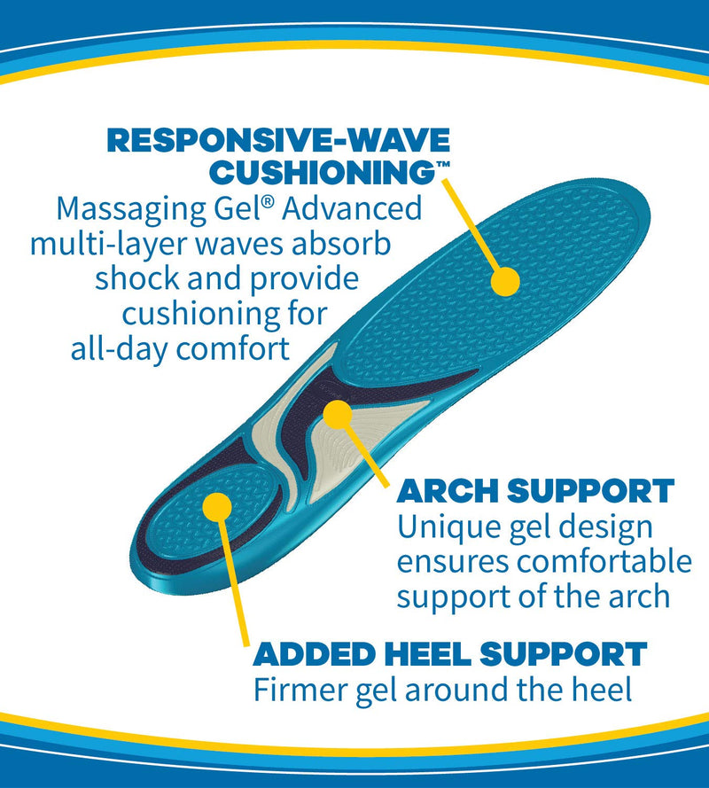 [Australia] - Dr. Scholl’s Comfort and Energy Massaging Gel Insoles, Men’s Size 8-14, 1 Pair 1 pair, Men's 8-14 