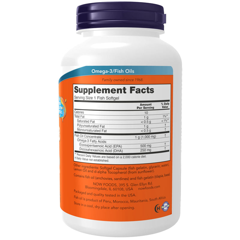 [Australia] - NOW Supplements, Ultra Omega-3, 500 EPA and 250 DHA, Cardiovascular Support*, 180-Fish Gelatin Softgels 