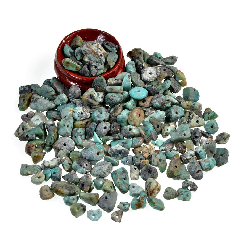 [Australia] - AD Beads 34 inches 5-10mm Natural Chips Nuggets Freeform Tumbled Irregular Gemstone for Necklace Bracelet Earring Chandelier Healing Crystal (African Turquoise) African Turquoise 