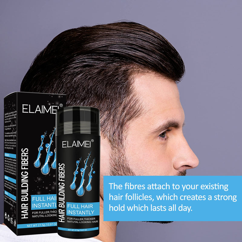[Australia] - Professional Quality Fiber Hair Powder Spray, Nature Keratin Hair Fibers for Thinning Hair with Spary, Hair Fiber Refill Thicker Hair in 15 Seconds (Black) Black 