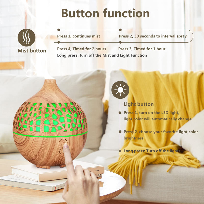[Australia] - Bigqin Essential Oil Diffuser 180ML,Ultrasonic Aromatherapy Scented Diffuser Humidifier with 7 LED Color Lights Aroma Diffuser for Spa Bedroom , Light Brown 