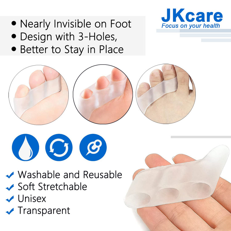 [Australia] - JKcare Pinky Toe Separators & Protectors, Silicone Little Toe Spacer for Overlapping Toe, Curled Toe, Pinky Hammer Toe, Tailor’s Bunion Pain Relief - 6 Pack (Transparent) 