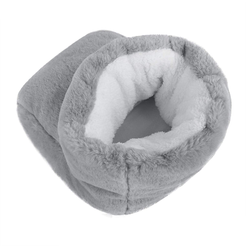 [Australia] - Furry USB Electric Heated Foot Warmers Winter Home Office Thick Plush Foot Heater Thermal Heating Pad Cushion Heat Therapy Feet Warmer Boots Shoes for Men Women Grey 