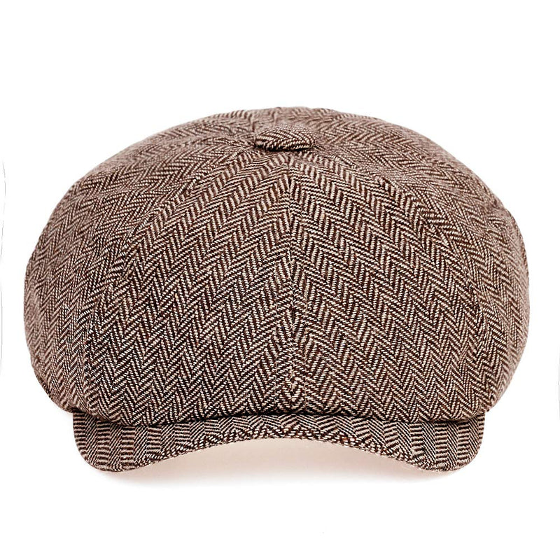 [Australia] - VORON Newsboy Caps Cotton Flat Hats for Men Lvy Cap Golf Adjustable Driving hat Khaki Small 