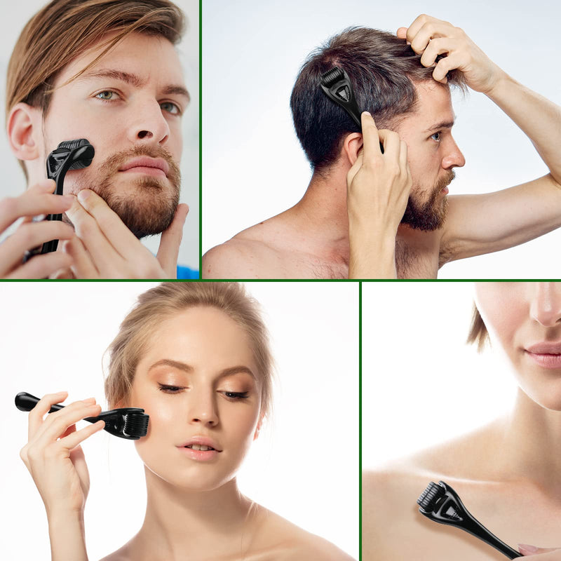 [Australia] - URAQT Derma Roller, 0.5mm Beard Roller, Titanium Micro Needling Roller for Men and Women, Beard Growth Roller for Stimulate Hair Growth, Facial Skin Care, Scar Removal 0.5mm-Black 