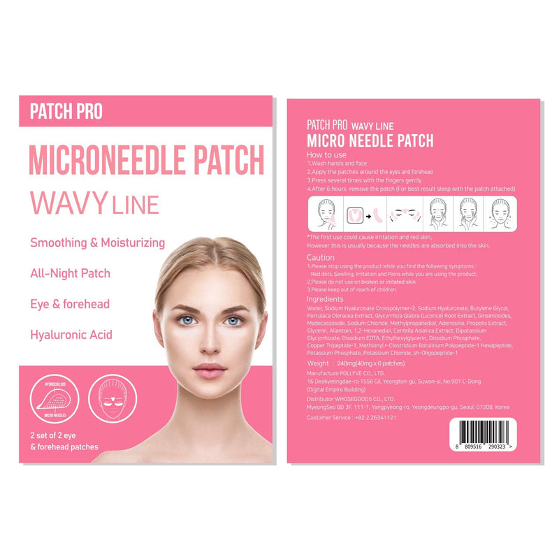 [Australia] - PATCH PRO MICRO NEEDLE PATCH WAVY LINE 6 pcs, Overnight Treatment wrinkle patches for Forehead Wrinkles, Fine Lines, Eye Wrinkles and Sagging Skin 