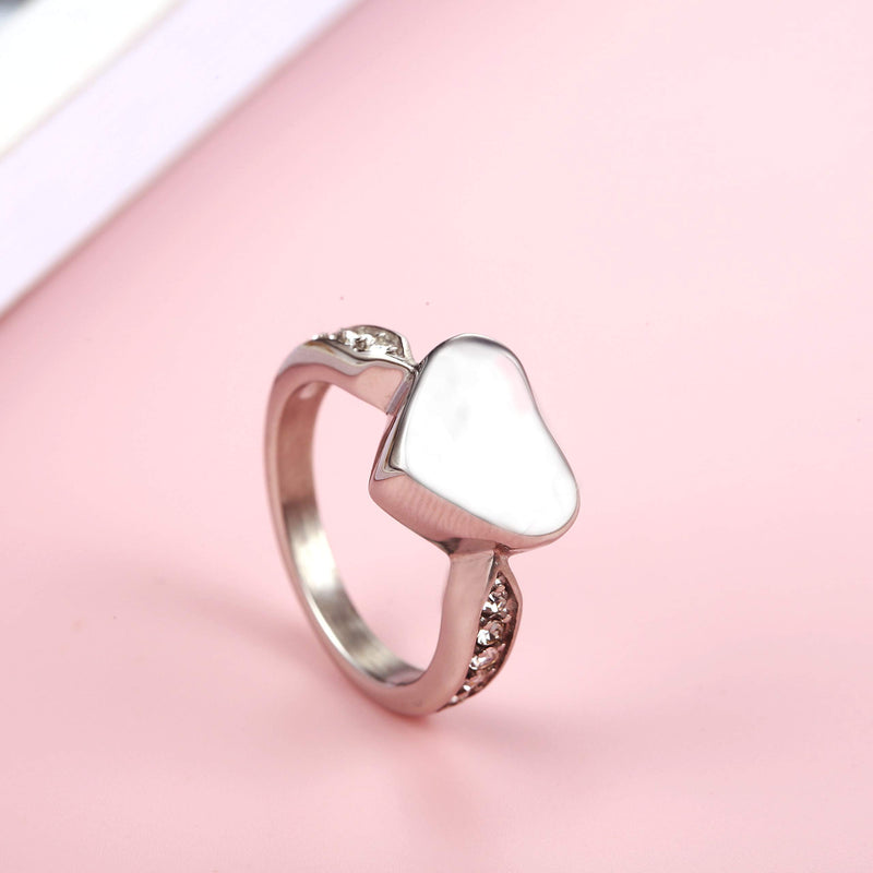 [Australia] - Muyuer Heart Cremation Urn Ring Hold Loved Ones Ashes for Funeral Keepsake Gift Memorial Jewelry Silver 9 