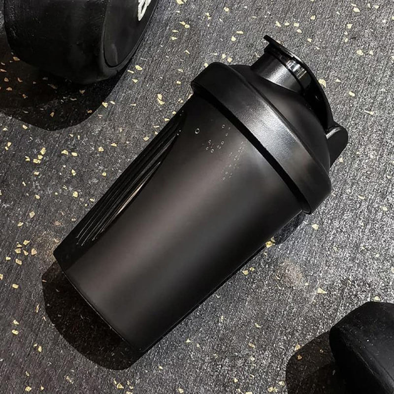 [Australia] - Shaker Bottle For Protein Powder Mixed Plastic Workout Water Bottle 400 ml with Mixball Non-Leak Cap Shaker Cups for Fitness Sports Gym Supplement Drinks Bottles (Black) Black 