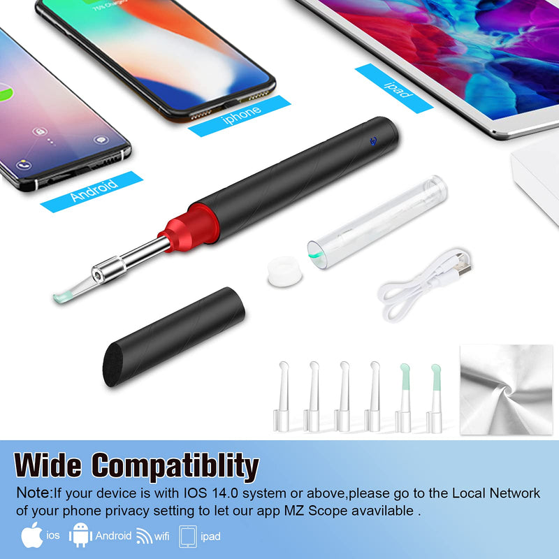 [Australia] - Urbesty Earwax Removal Tool,HD Wireless Otoscope Ear Wax Remover Kits Visual Ear Cleaning Endoscope with Light 3.5mm WiFi Ear Camera with Ear Spoons 