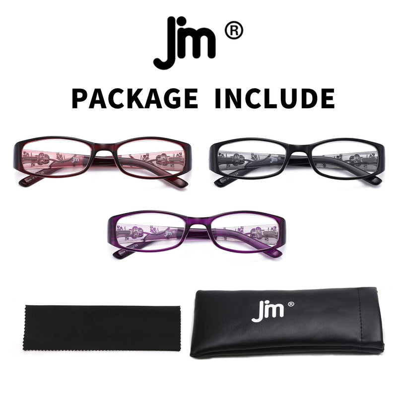 [Australia] - JM Reading Glasses with Spring Hinge 3 Pack Women, Lightweight Quality Vintage Readers Colorful Rectangular Glasses for Ladies Magnifying 3 Pack Mix Color 2.5 x 