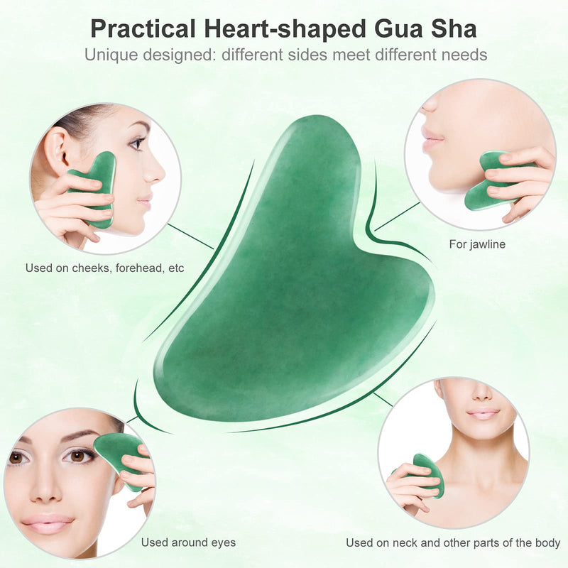 [Australia] - Gua Sha Face Tools - EMOCCI Natural Jade Stone Skin Massager Facial Guasha Board for SPA Acupuncture Therapy Trigger Point Treatment Beauty Scraping Tool for Relieve Muscle Tensions Reduce Puffiness gua sha-green 