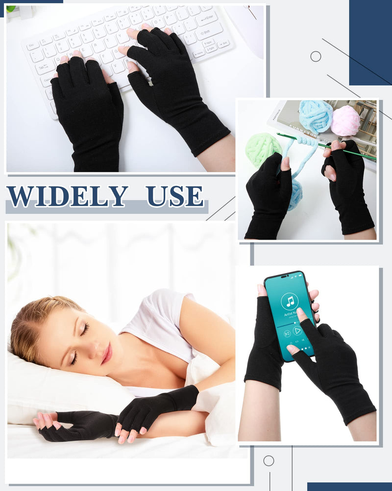 [Australia] - SATINIOR 5 Pairs Arthritis Compression Gloves Fingerless Compression Gloves Arthritis Gloves Joint Relief Gloves for Dailywork (Medium), Black, Gray, Beige, Pink, Purple Medium 