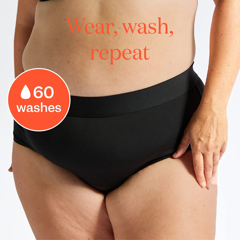 [Australia] - Jude, UK Women Size 12, High Waisted Full Brief Leak-Free Pants, No-Show, Unique 3-Layer Gusset Incontinence Pants for Women, Machine Washable UK 12 