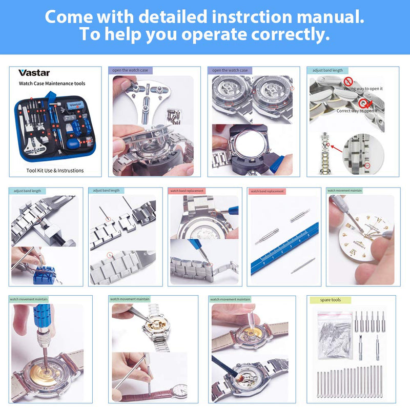 [Australia] - Vastar 177 PCS Watch Repair Tool Kit, Watch Band Link Tool Set, Case Opener Spring Bar Tools with Carrying Case and User Manual 