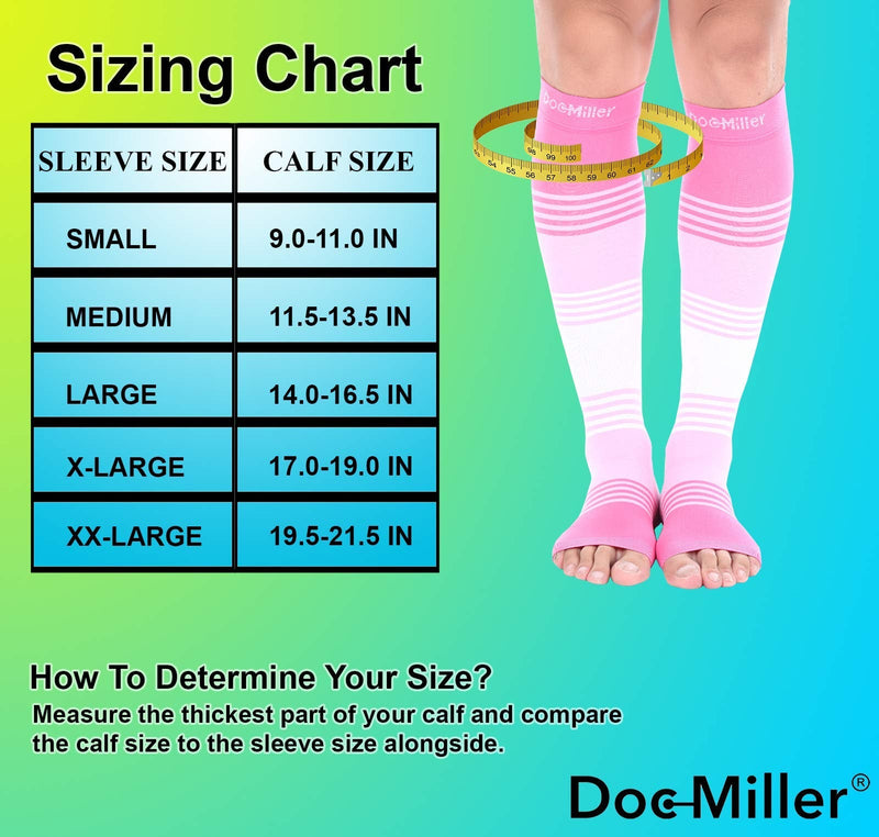 [Australia] - Doc Miller Premium Open Toe Compression Socks Dress Series 1 Pair 20-30mmHg, Toeless Compression Socks Women Open Toe Pinkpinkwhite Medium 