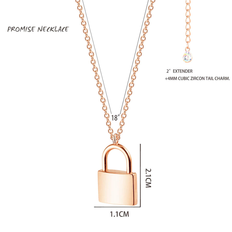 [Australia] - Mevecco Gold Dainty Initial Necklace Lock Necklace 18K Gold Plated Padlock Necklace Letter Necklaces for Women Minimalist Personalized Jewelry lock rose gold 