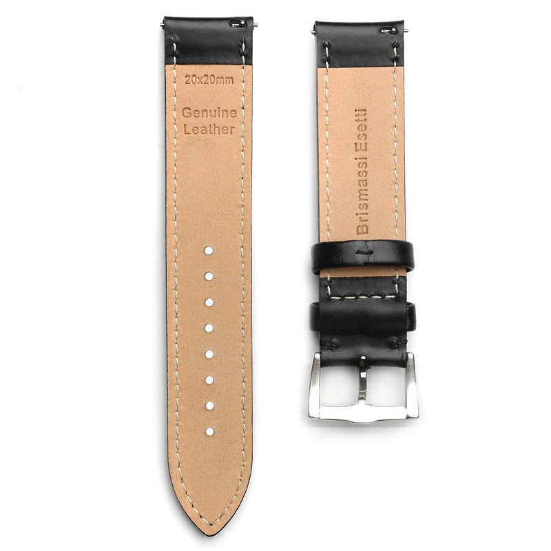 [Australia] - B&E Top Grain Leather Watch Bands 16mm 18mm 19mm 20mm 21mm 22mm Quick Release Watch Strap Men Women, Elegant Replacement Band for Watch & Smartwatch Black Leather 