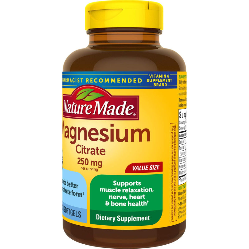 [Australia] - Nature Made Magnesium Citrate 250 mg, Dietary Supplement for Muscle Support, 120 Softgels, 60 Day Supply 120 Count (Pack of 1) 