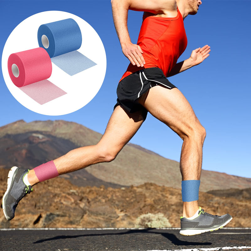 [Australia] - 12 Pieces Foam Prewrap Athletic Tape Sports Wraps Prewrap and Athletic Tape Pre Wrap Tape Breathable Sports Tape Pre Wrap for Running Hiking Hair (Rose Red, Royal Blue) Rose Red, Royal Blue 