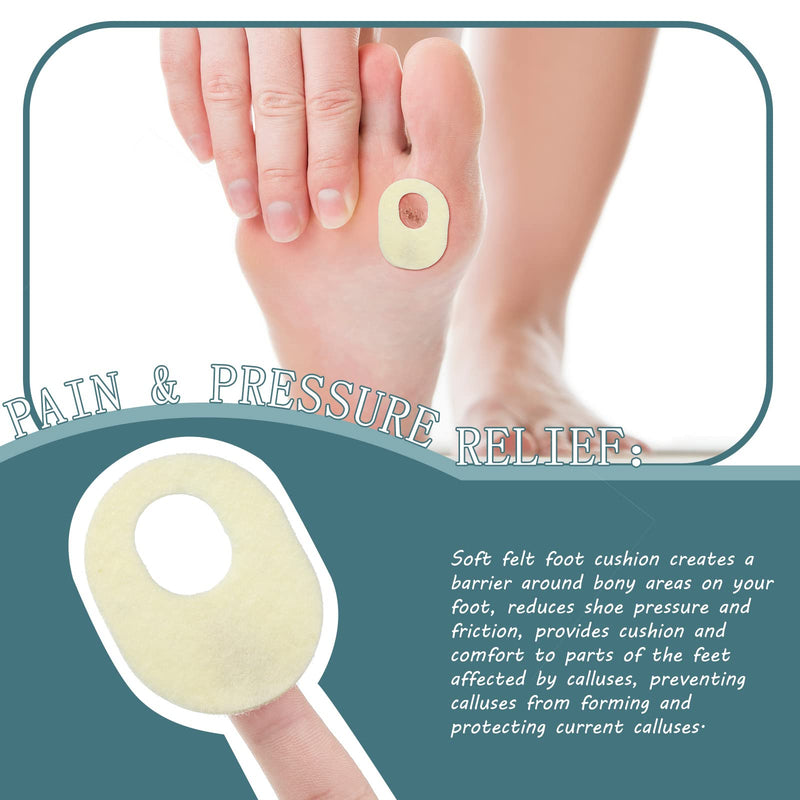[Australia] - 72 Pieces Felt Callus Cushions Oval Shaped Adhesive Callous Pads for Foot, Soft Breathable Foot Pads for Calluses, Corn Cushions for Bottom of Feet Pain Relief Men and Women Foot Care,1.7 x 2.2 Inches 