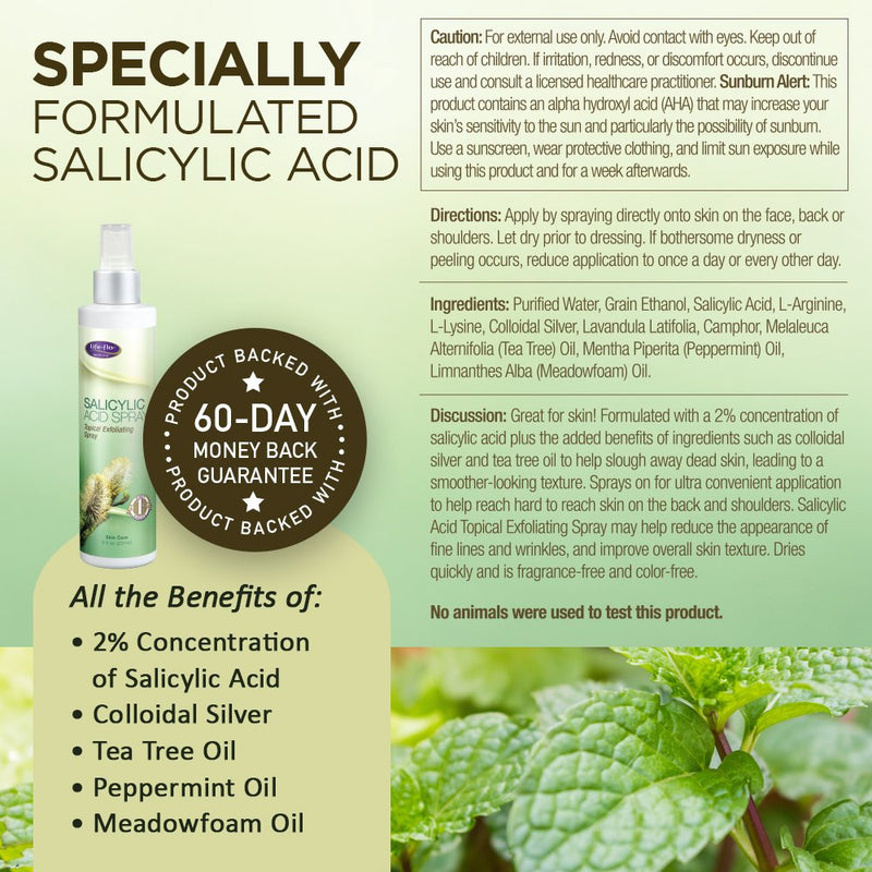 [Australia] - Life-Flo Salicylic Acid Spray | Topical Exfoliating Spray | 2% Salicylic Acid for Skin, Fine Lines, Wrinkles, Acne | 8 oz 