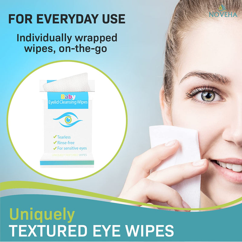 [Australia] - Sensitive & Hypoallergenic Baby Eyelid & Lash Wipes | Safe & Natural For Lashes and Eyelids, Pack of 60 Pre-moistened Sterile Wipes, Dermatologist & Pediatrician Recommended For Newborn 
