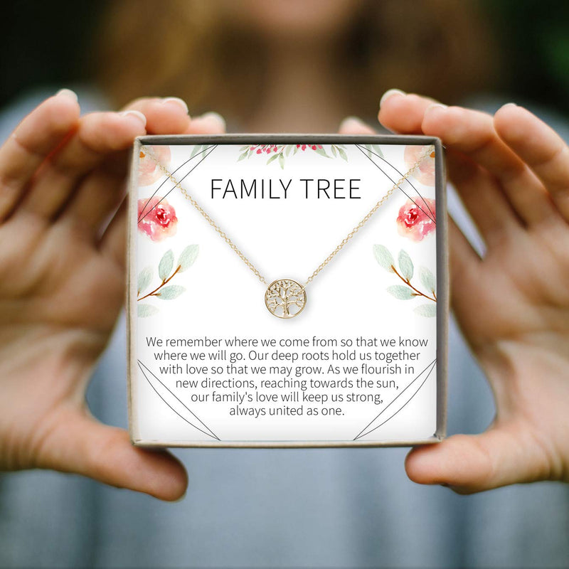 [Australia] - Dear Ava Family Tree Necklace Gift: Tree of Life Necklace, Pendant, Charm, Generations, Tree (Gold-Plated-Brass, NA) 