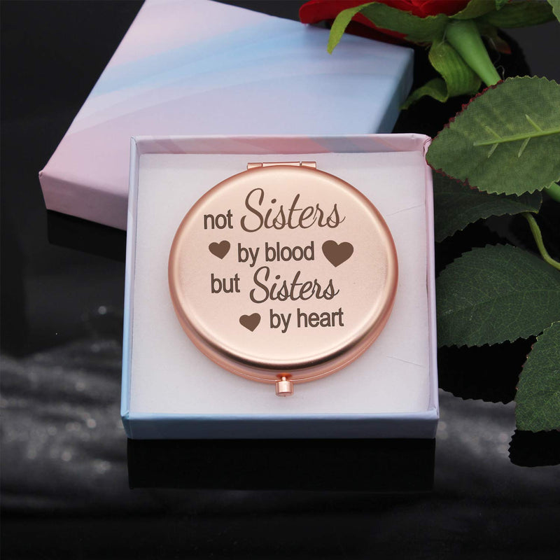 [Australia] - Muminglong Sister Gifts Frosted Compact Mirror for Sister from Sister ,Brother, Birthday, Wedding Gifts Ideas for Sister-Sister by Heart (Rose Gold) Rose Gold 