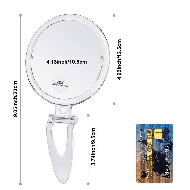 [Australia] - Magnifying Mirror 20x / 1x Two Sided, Double Sided Magnifying Mirror with Stand, Magnified Hand Mirror for Makeup, Blackhead/Comedone Removal (5inch,20X/1X, Silver) 5inch,20X/1X 