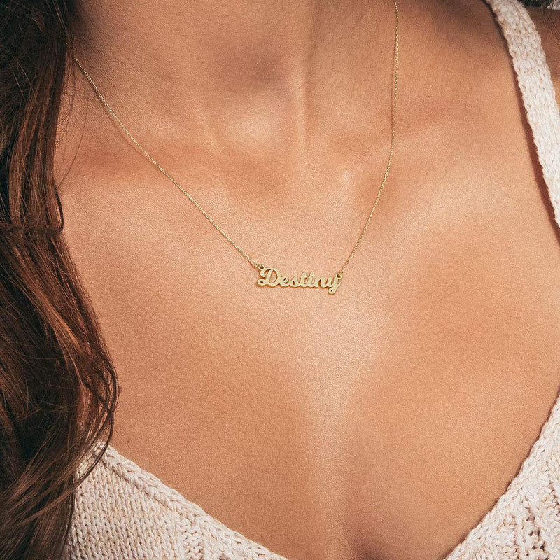 [Australia] - Ursteel Custom Name Necklace Personalized, 14K Gold Plated Personalized Name Necklace Dainty Name Plate Necklace Jewelry Personalized Gifts for Women Teen Girls Alexis 