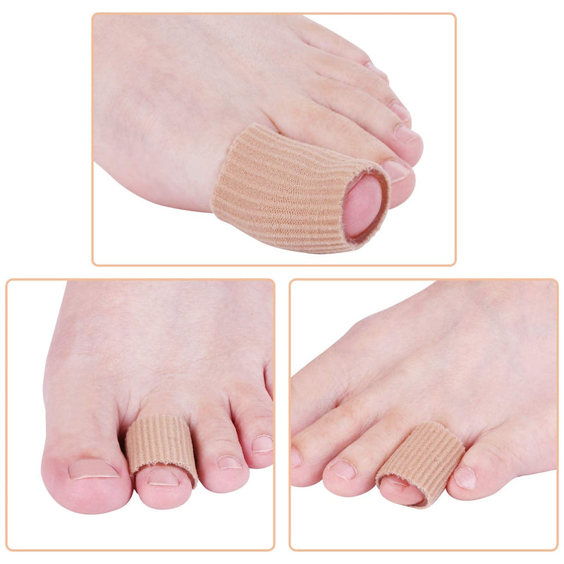 [Australia] - Open Gel Finger Toe Tubes 6 Pieces Fabric Gel Lined Cushion Sleeve Toe Protectors for Bunion Hammer Toe Callus Corn Blister Friction Shield (0.6 x 6 Inch) 6 Count (Pack of 1) 