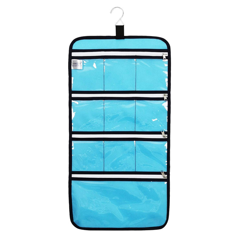 [Australia] - ANIZER Hanging Jewelry Organizer with 10 Zippered Clear Pockets for Travel Suitcase and Home Closet Jewelry Storage Bag (Blue) Blue 