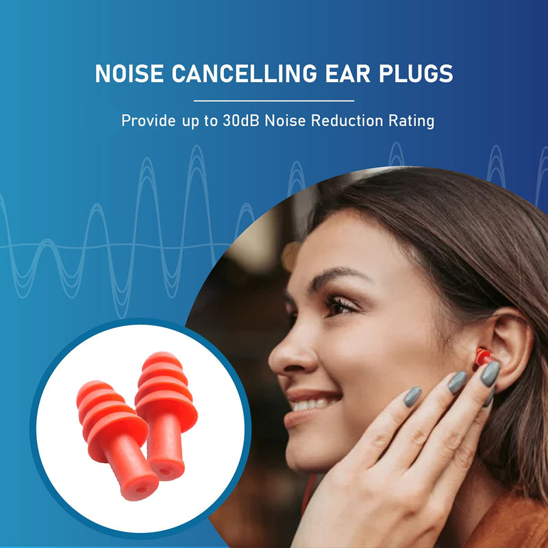 [Australia] - Quality Silicone Reusable Ear Plugs - 10 Pairs with 2 Plastic Cases 30dB Noise Cancelling Sound Blocking Soft Washable with Strings for Adults Kids Sleeping Swimming Shooting, Work Loud Noise 