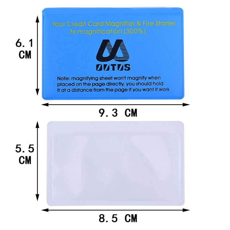 [Australia] - Outus 4 Pack Plastic Reading Magnifier Lens Credit Card Size Magnifier Wallet Pocket Lens Firestarter (300% Magnifier Lens) 