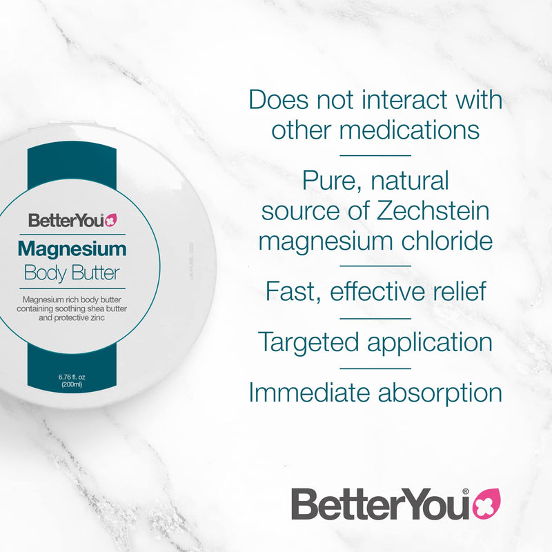 [Australia] - BetterYou Magnesium Skin Body Butter | Pure, Clean and Natural Source Of Magnesium Chloride |Soothing Shea Butter And Zinc Formulation | Palm-Oil Free | 200ml 