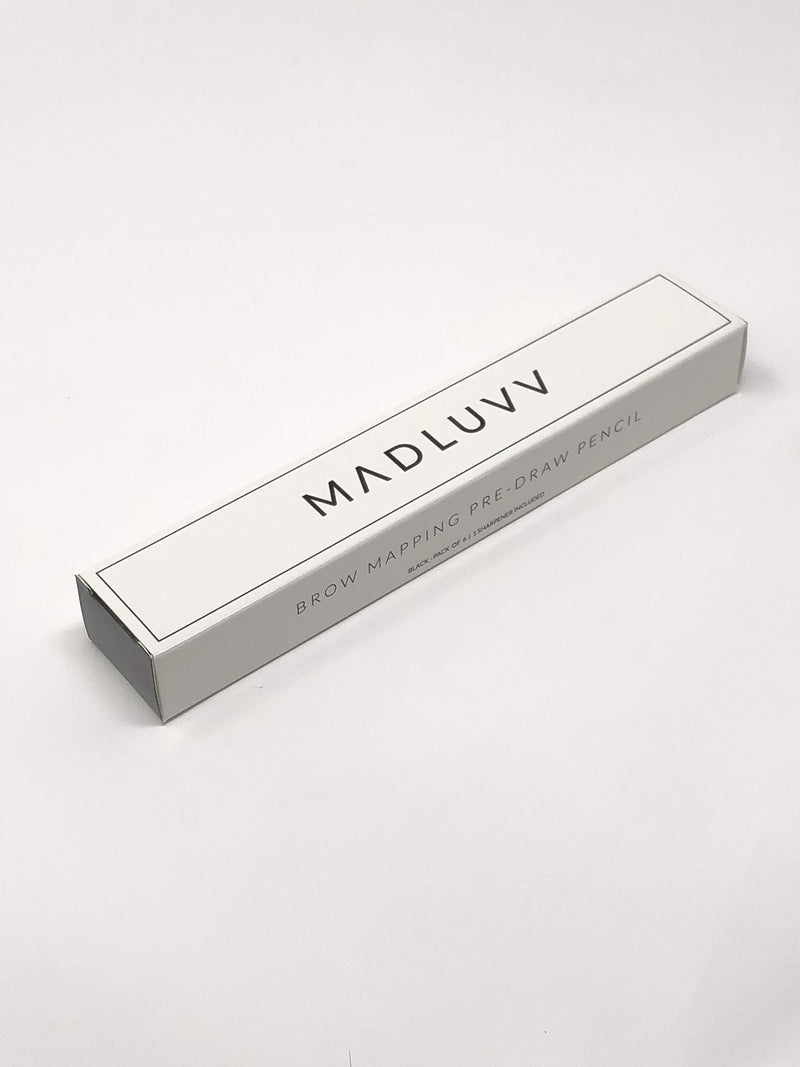 [Australia] - MADLUVV Best Microblading Pre Draw Pencils, Black With Sharpener (6 Pack) 7 Piece Set 