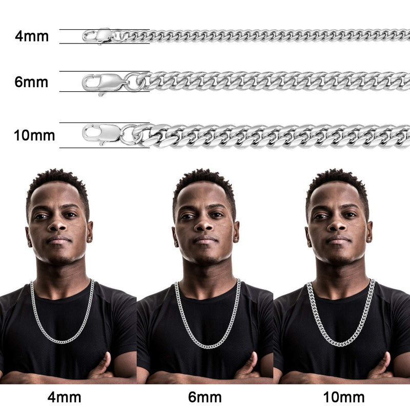 [Australia] - Jewlpire Diamond Cut Miami Mens Cuban Link Chain Necklace, Gold Chain | Silver Chain for Men Boys Women, Hip-Hop & Cool Style, 316L Stainless Steel/18K Gold Plated, 4/6/10mm, 18/20/22/24/26/30 Inch 18.0 Inches 10mm-stainless steel 