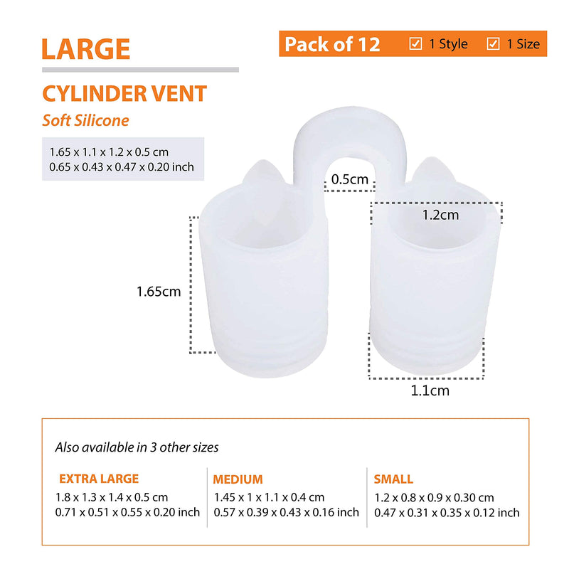 [Australia] - Nose Vent Sinus Relief Dilator (Pack of 12 Large Size) Soft Silicone Vents - A Simple Solution for Nasal Snorers - Reusable Snoring Device to Enjoy a Peaceful Night's Sleep - by Mobi Lock 