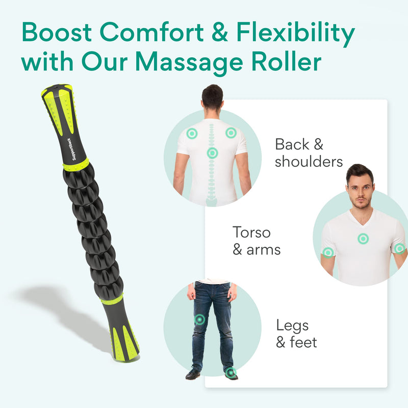 [Australia] - Supportiback ??????????????-???????????????? Muscle Therapy Massage Stick - 360� Coverage - Ridged Gears for Deep Release - BIO-Based & Carbon-STRENGTHENED - Physiotherapist Designed 