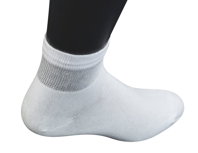 [Australia] - Yomandamor Men's 6 Pairs Combed Cotton Diabetic Ankle Socks with Seamless Toe and Non-Binding Top 10-13 6 Pairs White 