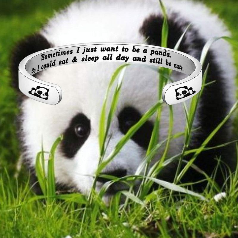 [Australia] - BAUNA Panda Gifts Cute Animal Panda Bear Jewelry Sometimes I Just Want to Be a Panda So I Could Eat and Sleep all Day and Still be Cute Funny Keychain Gifts Panda Cuff 