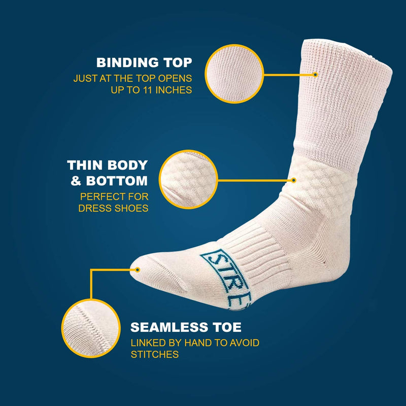 [Australia] - Nerve Spa Tall Diabetic Socks for Men - Extra Wide Performance Grade Breathable Thin Loose Fitting Socks for Diabetics, Knee High (Large 2 Pairs)… Large 