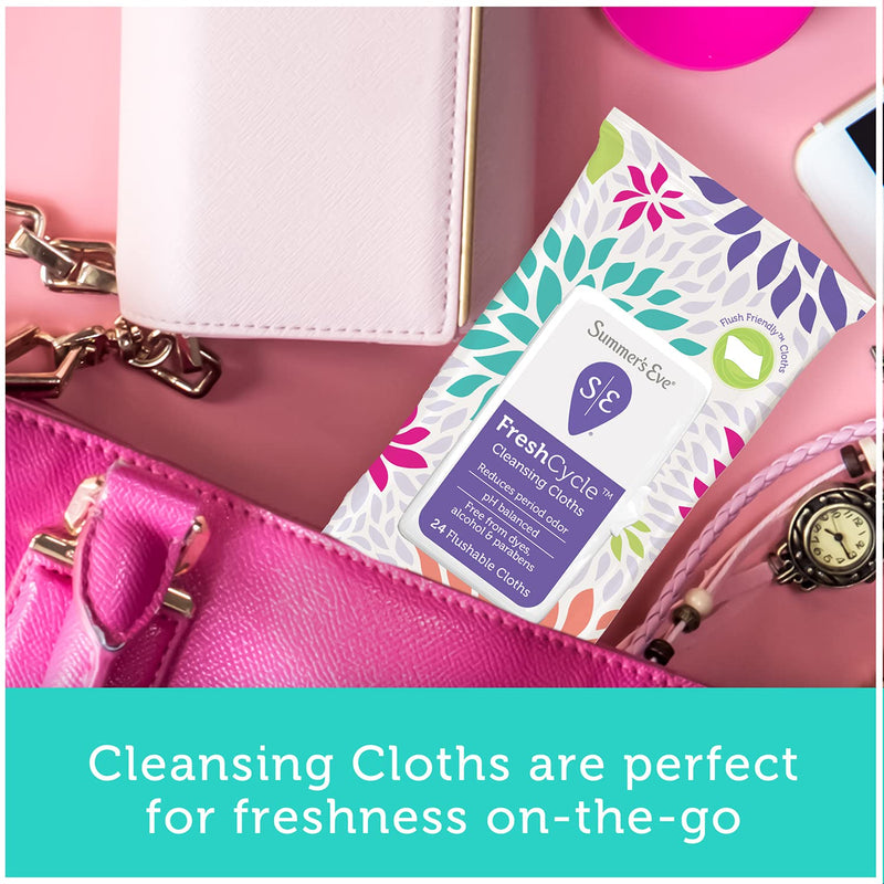 [Australia] - Summer's Eve FreshCycle Cleansing Cloths | Reduces Period Odor | 24 Count 24 Count (Pack of 1) 