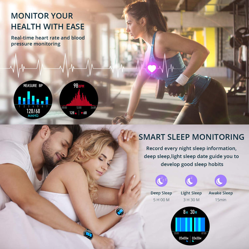 [Australia] - COLMI Smart Watch for Women Men,Waterproof Smartwatch with Heart Rate and Blood Pressure Monitor,Bluetooth Fitness Tracker Compatible with iPhone Andriod,Best Present for Couples ( Gold ) 